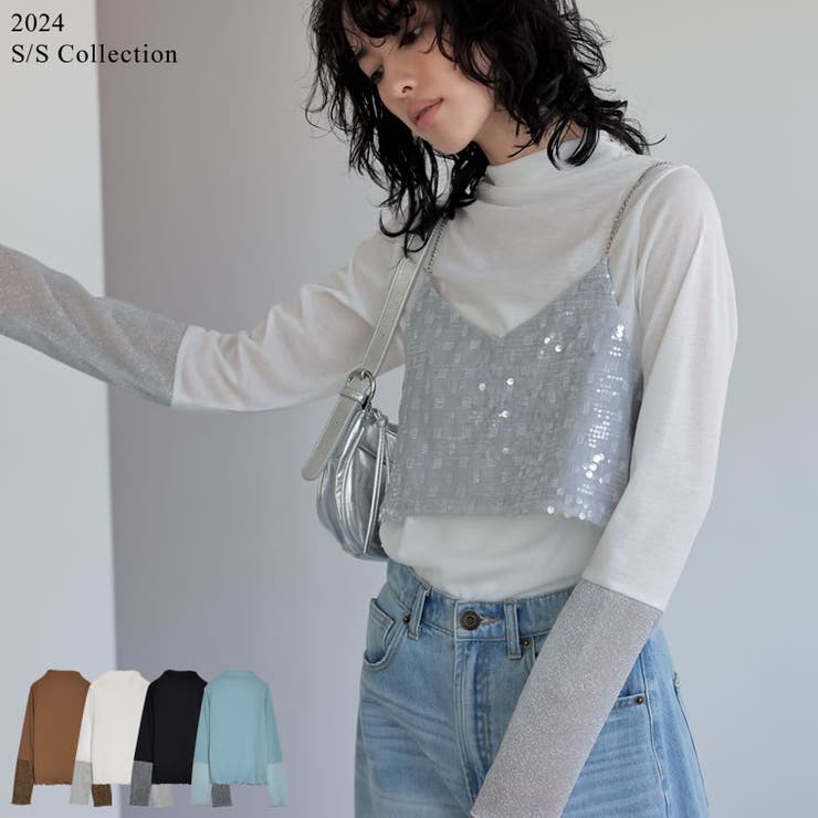 Re:EDIT [2024SS PRE ORDER]プチハイネックラメスリーブシアートップス トップス shoplistselect-10356005 SHOPLIST パッケージ画像