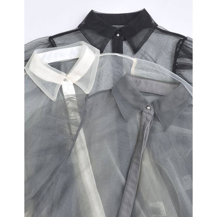 Re:EDIT チュールボリュームスリーブシアーシャツ トップス shoplistselect-10356026 SHOPLIST サンプル画像2