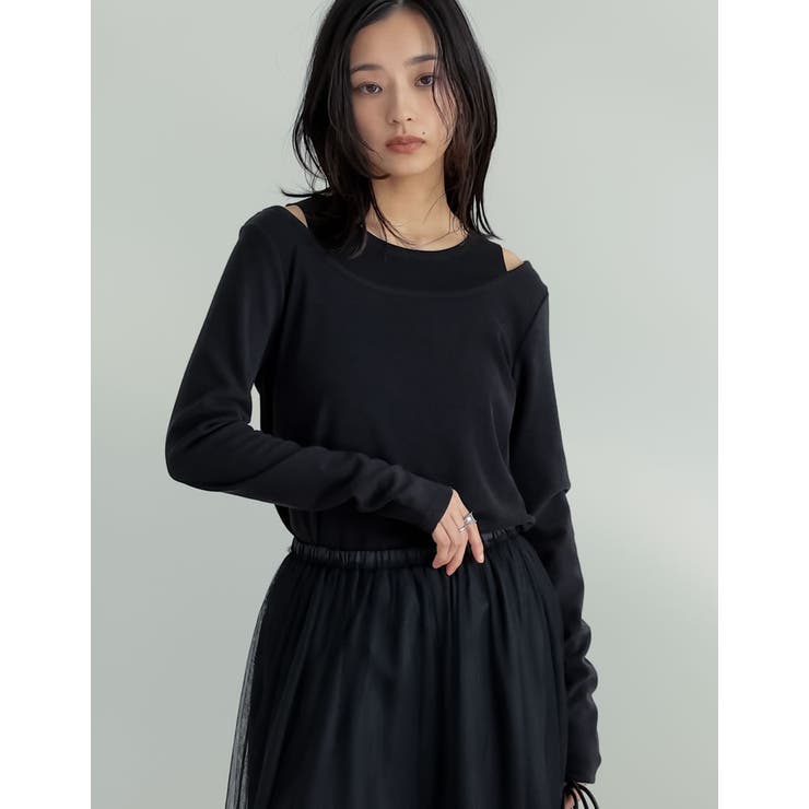 Re:EDIT [nachicoさんセレクト][2025SS COLLECTION]レイヤード風配色スムースカットソーロングTシャツ トップス shoplistselect-10355944 SHOPLIST サンプル画像3