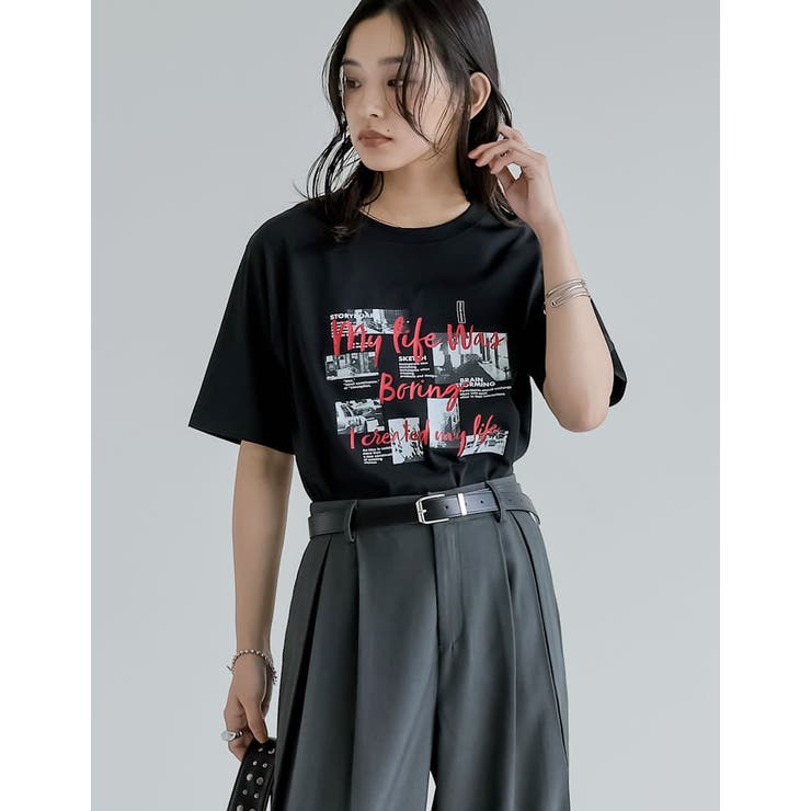 Re:EDIT [UVカット][接触冷感][紫外線対策]コラージュフォトロゴTシャツ トップス shoplistselect-10355951 SHOPLIST サンプル画像3