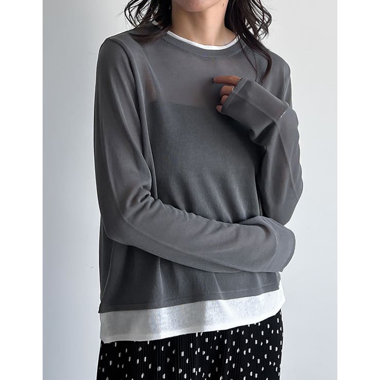 Re:EDIT [2025 SUMMER COLLECTION][接触冷感]シアーニットレイヤード風トップス トップス shoplistselect-10355957 SHOPLIST サンプル画像2