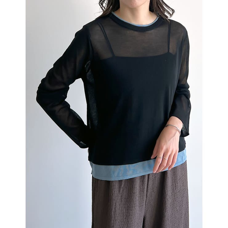 Re:EDIT [2025 SUMMER COLLECTION][接触冷感]シアーニットレイヤード風トップス トップス shoplistselect-10355957 SHOPLIST サンプル画像3