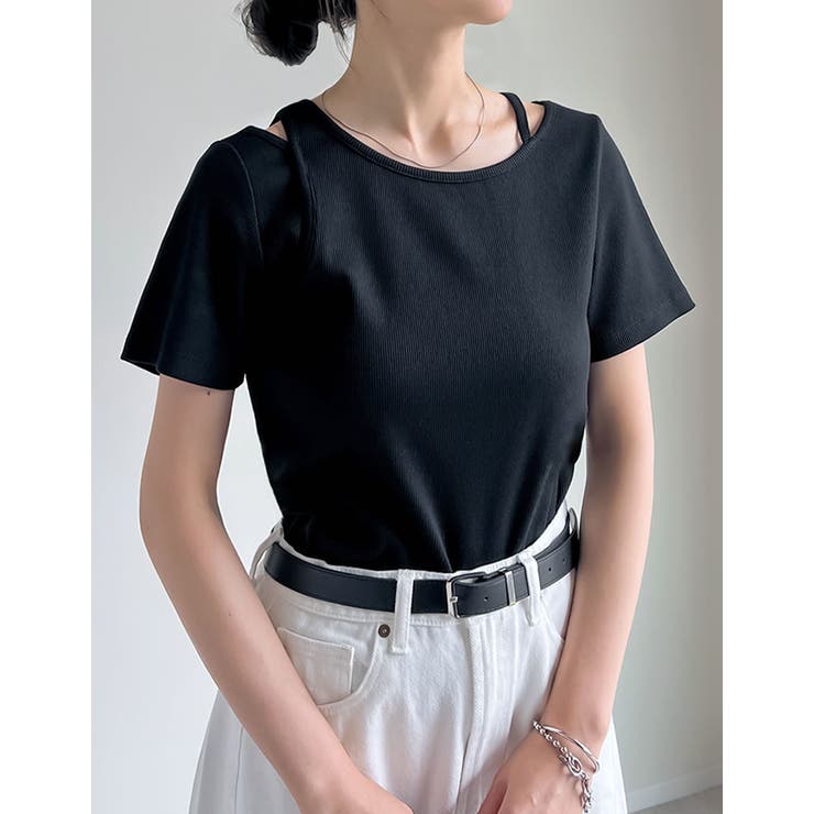 Re:EDIT スムースカットソーレーヤード風アシンメトリー半袖Tシャツ トップス shoplistselect-10355964 SHOPLIST サンプル画像2