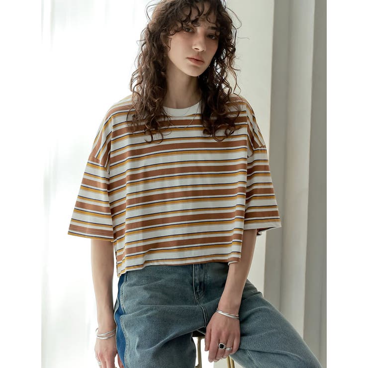 【10％OFFクーポン！9/11(金)1:59まで】Re:EDIT [2025 SUMMER COLLECTION]綿天竺マルチボーダーTシャツ トップス shoplistselect-10355977 SHOPLIST サンプル画像2