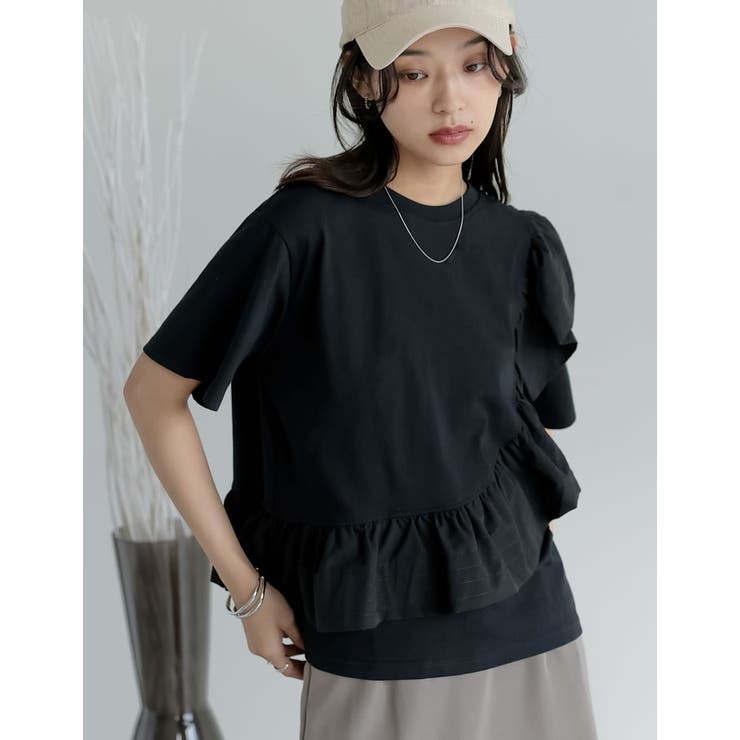 Re:EDIT [接触冷感][UVカット]異素材フリルドッキングTシャツ トップス shoplistselect-10356002 SHOPLIST サンプル画像3