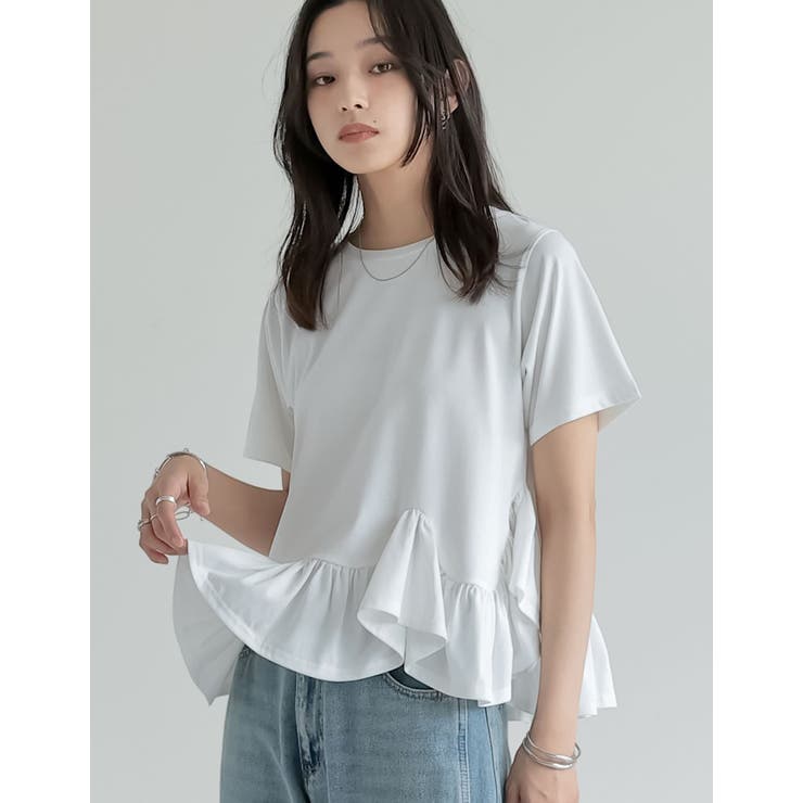 Re:EDIT [接触冷感][UVカット]コットン天竺フリルヘムTシャツ トップス shoplistselect-10356004 SHOPLIST サンプル画像2