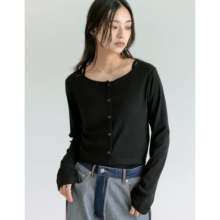 Re:EDIT [接触冷感][2点セット]リブカットソーキャミ×カーディガン トップス shoplistselect-10355993 SHOPLIST サンプル画像2