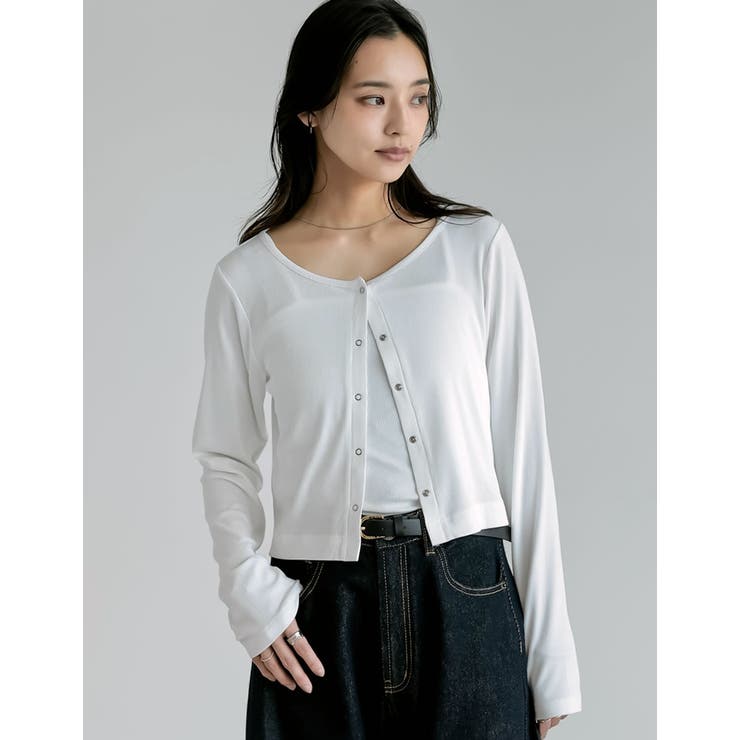 Re:EDIT [接触冷感][2点セット]リブカットソーキャミ×カーディガン トップス shoplistselect-10355993 SHOPLIST サンプル画像3
