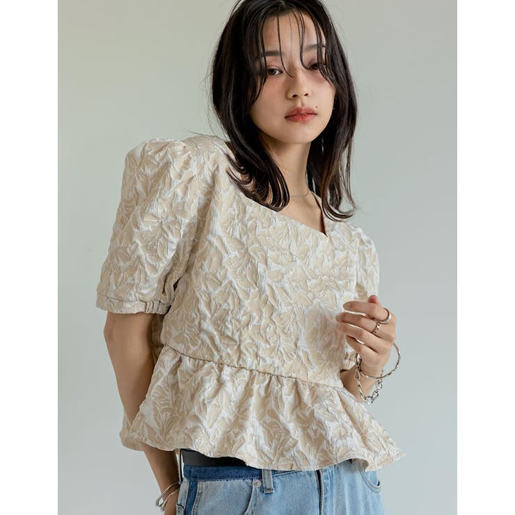 Re:EDIT ふくれジャカードペプラムトップス トップス shoplistselect-10356038 SHOPLIST サンプル画像3