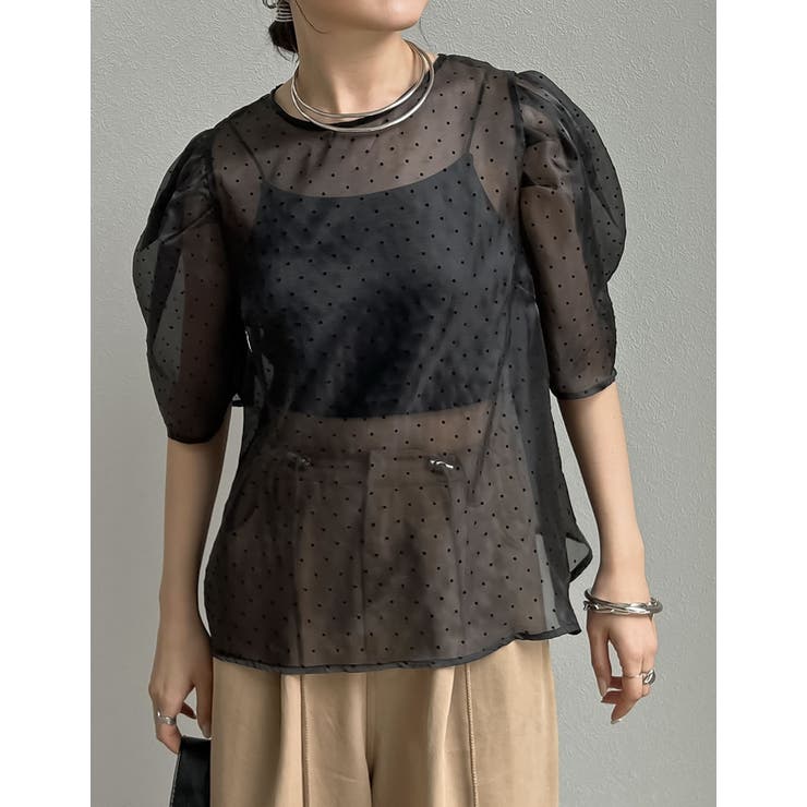 【10％OFFクーポン！10/27(火)9:59まで】Re:EDIT ドットパワショルシアーブラウス トップス shoplistselect-10356036 SHOPLIST サンプル画像2