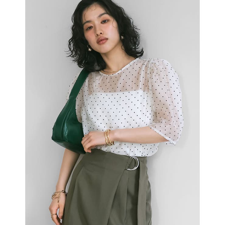 【10％OFFクーポン！10/27(火)9:59まで】Re:EDIT ドットパワショルシアーブラウス トップス shoplistselect-10356036 SHOPLIST サンプル画像3