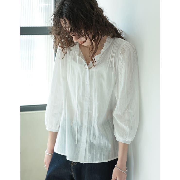 Re:EDIT [2025 SUMMER COLLECTION]コットンシアーストライプブラウス トップス shoplistselect-10356060 SHOPLIST サンプル画像2