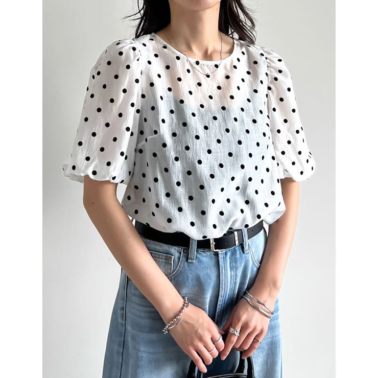 【10％OFFクーポン！8/27(木)1:59まで】Re:EDIT シアーフロッキードットバルーンスリーブブラウス トップス shoplistselect-10356067 SHOPLIST サンプル画像2