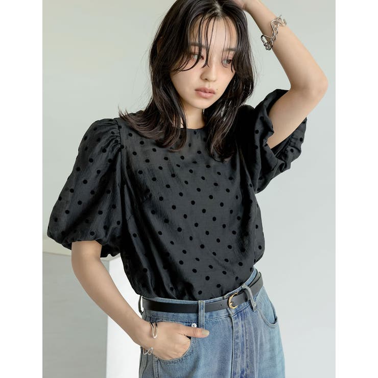 【10％OFFクーポン！8/27(木)1:59まで】Re:EDIT シアーフロッキードットバルーンスリーブブラウス トップス shoplistselect-10356067 SHOPLIST サンプル画像3
