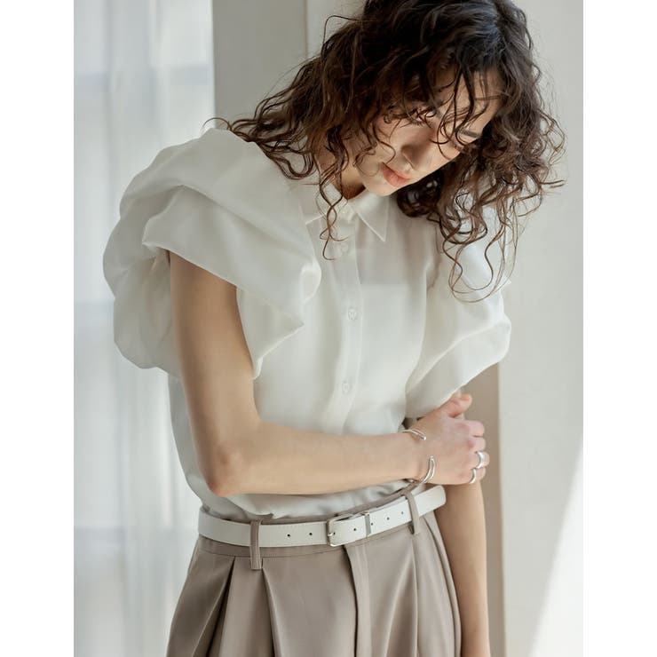 Re:EDIT [2025 SUMMER COLLECTION][セレモニー オケージョン]ジョーゼットフリルスリーブ半袖ブラウス トップス shoplistselect-10356068 SHOPLIST サンプル画像3