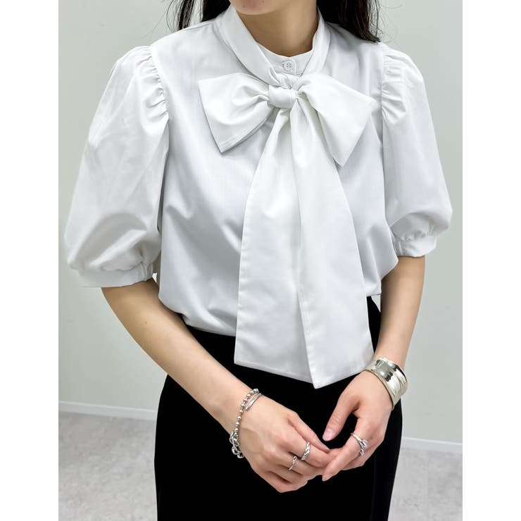 【10％OFFクーポン！9/11(金)1:59まで】Re:EDIT ブロード半袖ボウタイブラウス トップス shoplistselect-10356063 SHOPLIST サンプル画像2
