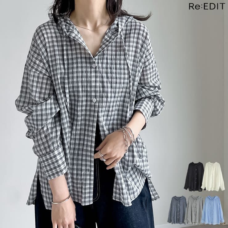 Re:EDIT [紫外線対策]オーバーサイズフード付きシアーシャツ トップス shoplistselect-10356078 SHOPLIST パッケージ画像