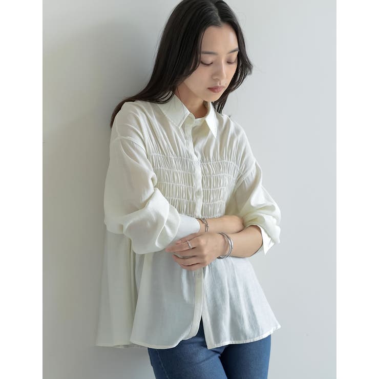 Re:EDIT シャーリングデザインシアーシャツ トップス shoplistselect-10356080 SHOPLIST サンプル画像3