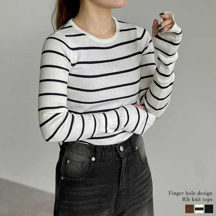 Re:EDIT [累計販売枚数1.5万枚突破！]指穴クルーネックリブニットトップス トップス shoplistselect-10356148 SHOPLIST パッケージ画像