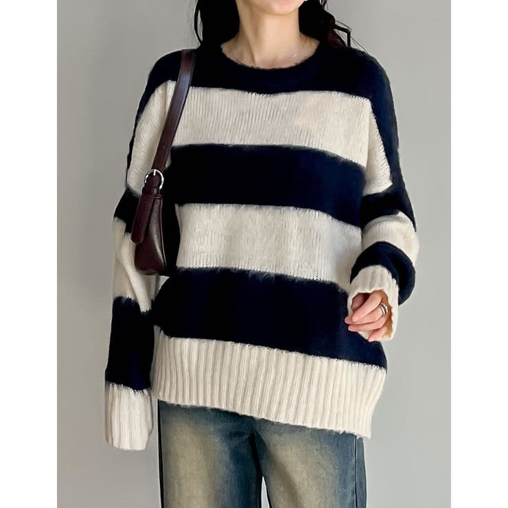 Re:EDIT 起毛シャギーボーダーニットトップス トップス shoplistselect-10356177 SHOPLIST サンプル画像3