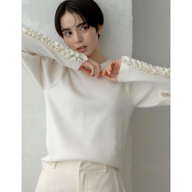 Re:EDIT [MEISM by Re:EDIT][2025AW COLLECTION]ビジュー×フリルスリーブニットトップス トップス shoplistselect-10356236 SHOPLIST サンプル画像2