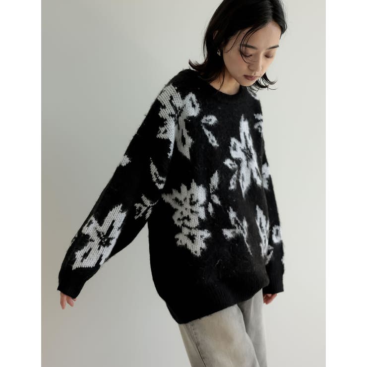 Re:EDIT [2024-25 WINTER COLLECTION]フラワー柄ジャガードクルーネックニットトップス トップス shoplistselect-10356244 SHOPLIST サンプル画像3