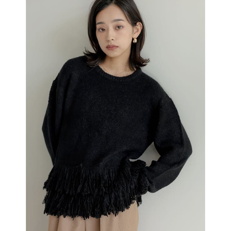 Re:EDIT [2024-25 WINTER COLLECTION]ブークレ裾フリンジニットトップス トップス shoplistselect-10356246 SHOPLIST サンプル画像3