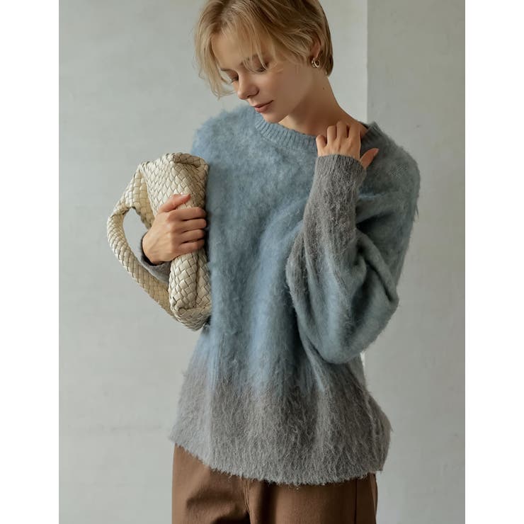 【10％OFFクーポン！10/27(火)9:59まで】Re:EDIT [2024-25 WINTER COLLECTION]起毛アルパカタッチバイカラープルオーバー トップス shoplistselect-10356250 SHOPLIST サンプル画像3