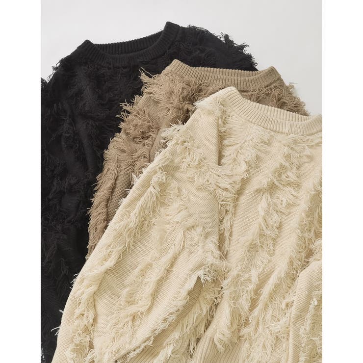 Re:EDIT [2024-25 WINTER COLLECTION]クルーネックフリンジニットトップス トップス shoplistselect-10356252 SHOPLIST サンプル画像2