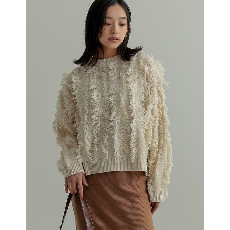 Re:EDIT [2024-25 WINTER COLLECTION]クルーネックフリンジニットトップス トップス shoplistselect-10356252 SHOPLIST サンプル画像3
