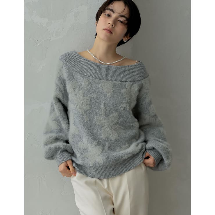【10％OFFクーポン！8/27(木)1:59まで】Re:EDIT [2024-25 WINTER COLLECTION][MEISM by Re:EDIT]2WAYシャギーフラワージャガードニットトップス トップス shoplistselect-10356251 SHOPLIST サンプル画像3