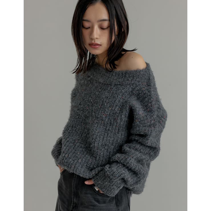 Re:EDIT ミックスニットオフショルダートップス トップス shoplistselect-10356217 SHOPLIST サンプル画像3