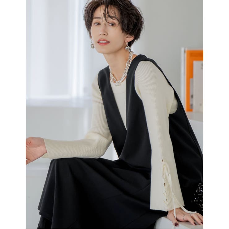 Re:EDIT [入卒式 セレモニー]マルチウェイボートネックリボンスリーブリブニットトップス トップス shoplistselect-10356260 SHOPLIST サンプル画像3