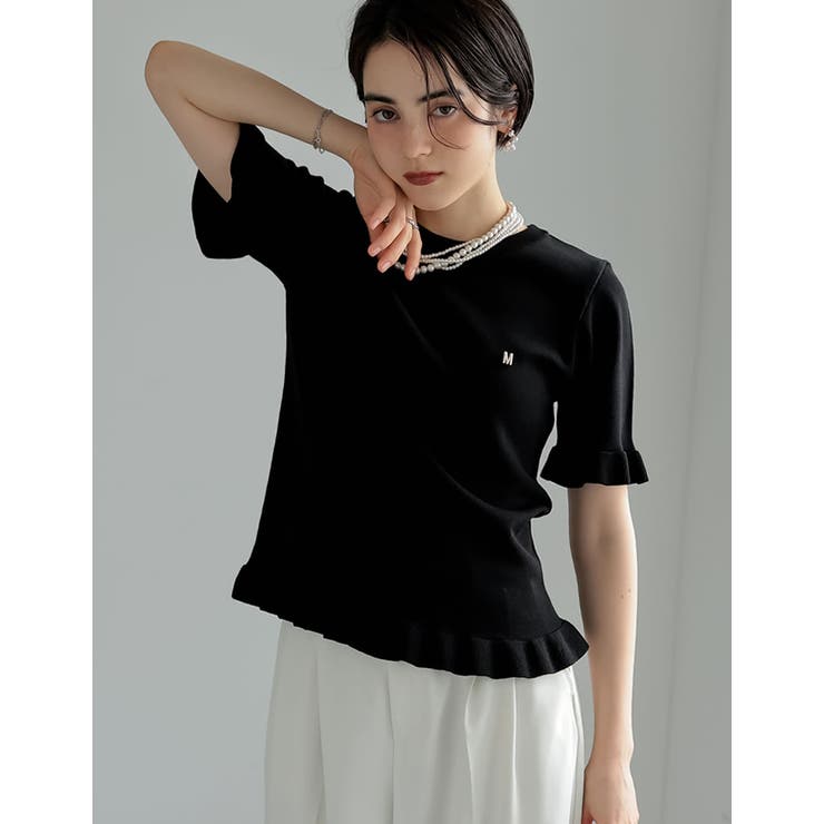 Re:EDIT [MEISM by Re:EDIT]裾フリルMロゴサマーニットトップス トップス shoplistselect-10356278 SHOPLIST サンプル画像3