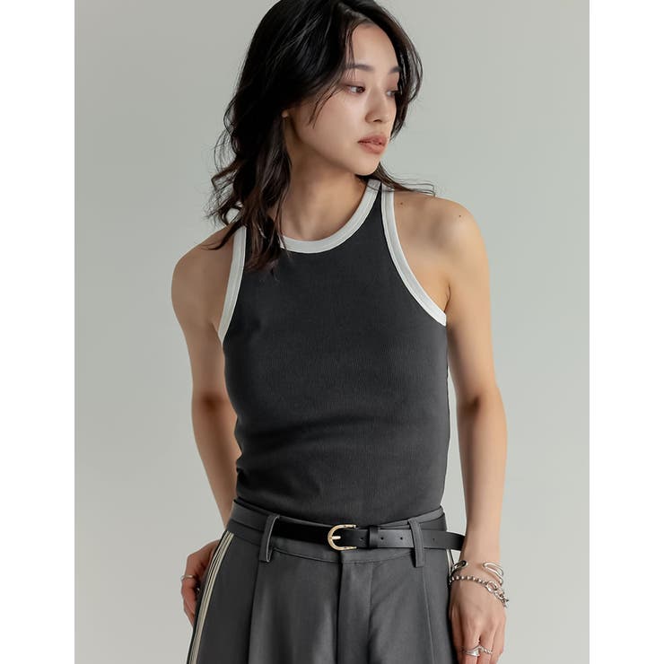 Re:EDIT [2025 SUMMER COLLECTION]テレコリブカップ付きバイカラーアメスリタンク トップス shoplistselect-10356342 SHOPLIST サンプル画像3