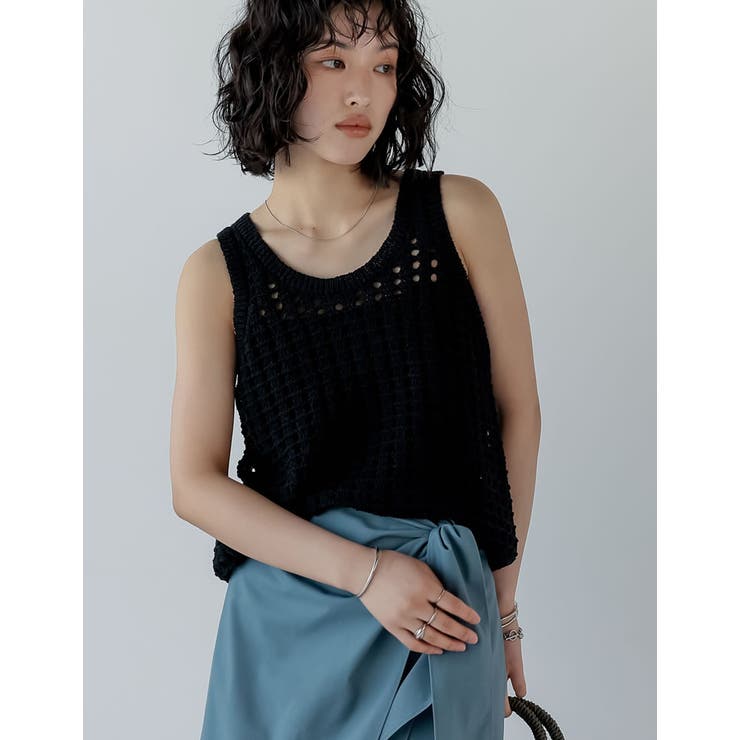 Re:EDIT [2025 SUMMER COLLECTION]透かし編みノースリーブニットトップス トップス shoplistselect-10356343 SHOPLIST サンプル画像3