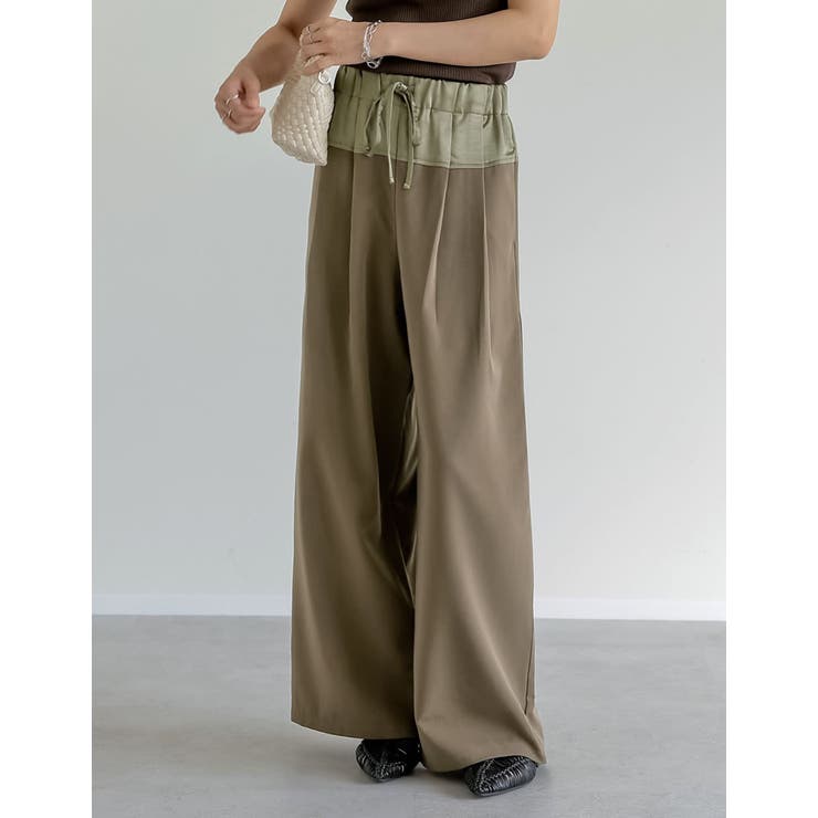 Re:EDIT ツイル×ヴィンテージライクサテン切り替えドロストパンツ パンツ・ズボン shoplistselect-10356429 SHOPLIST サンプル画像3