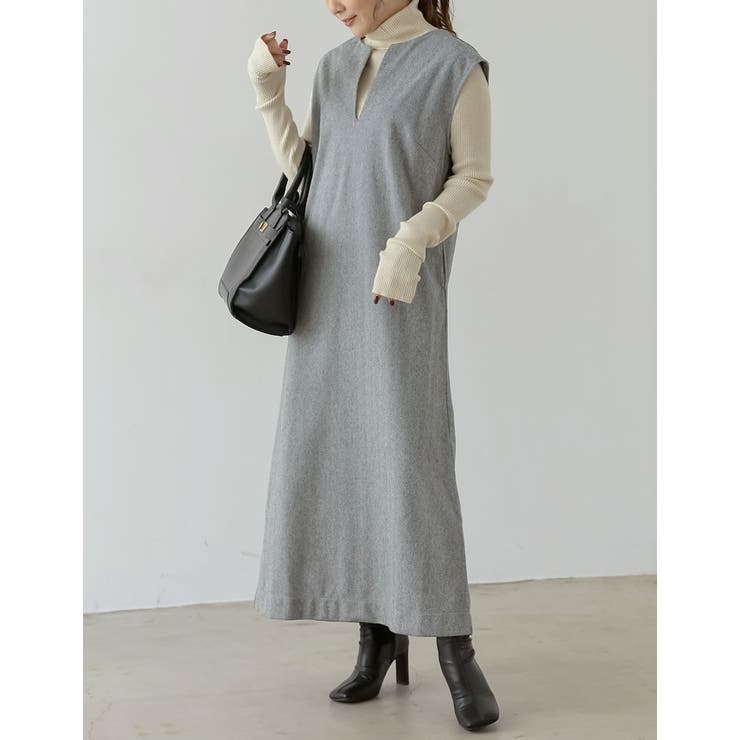 Re:EDIT [高身長サイズ有]フェイクウールキーネックジャンパースカート ワンピース・ドレス shoplistselect-10356634 SHOPLIST サンプル画像2