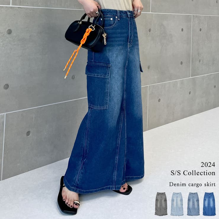 【10％OFFクーポン！11/27(木)1:59まで】Re:EDIT [低身長サイズ有]コットンデニムカーゴスカート スカート