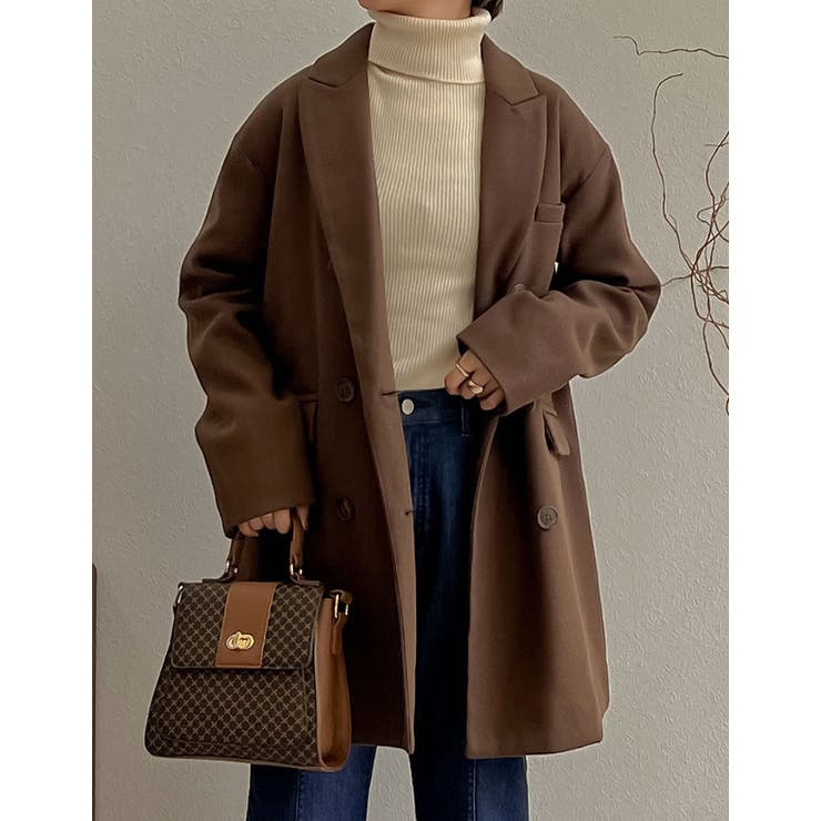 Re:EDIT ビッグカラーで大人のこなれ感 カットメルトンダブルミドルコート ジャケット/アウター/チェスターコート アウター(コート・ジャケットなど) shoplistselect-10356722 SHOPLIST サンプル画像3