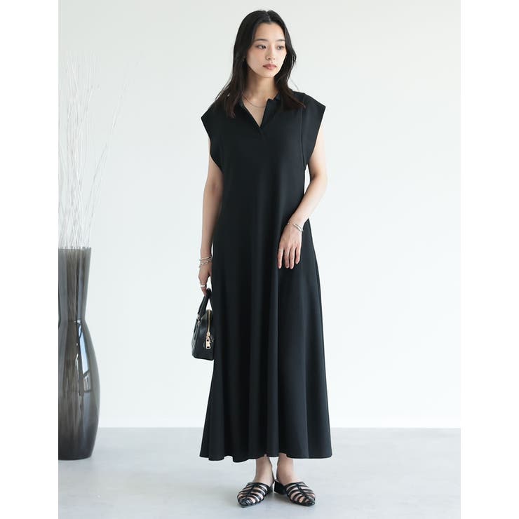 【10％OFFクーポン！8/27(木)1:59まで】Re:EDIT [低身長/高身長サイズ有]キーネックフレンチスリーブポロワンピース ワンピース・ドレス shoplistselect-10356676 SHOPLIST サンプル画像2