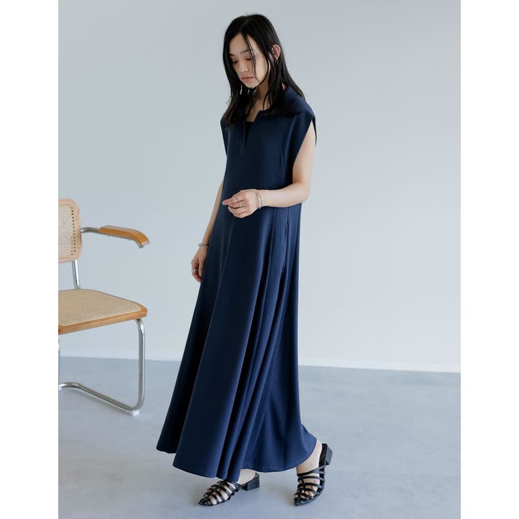 【10％OFFクーポン！8/27(木)1:59まで】Re:EDIT [低身長/高身長サイズ有]キーネックフレンチスリーブポロワンピース ワンピース・ドレス shoplistselect-10356676 SHOPLIST サンプル画像3