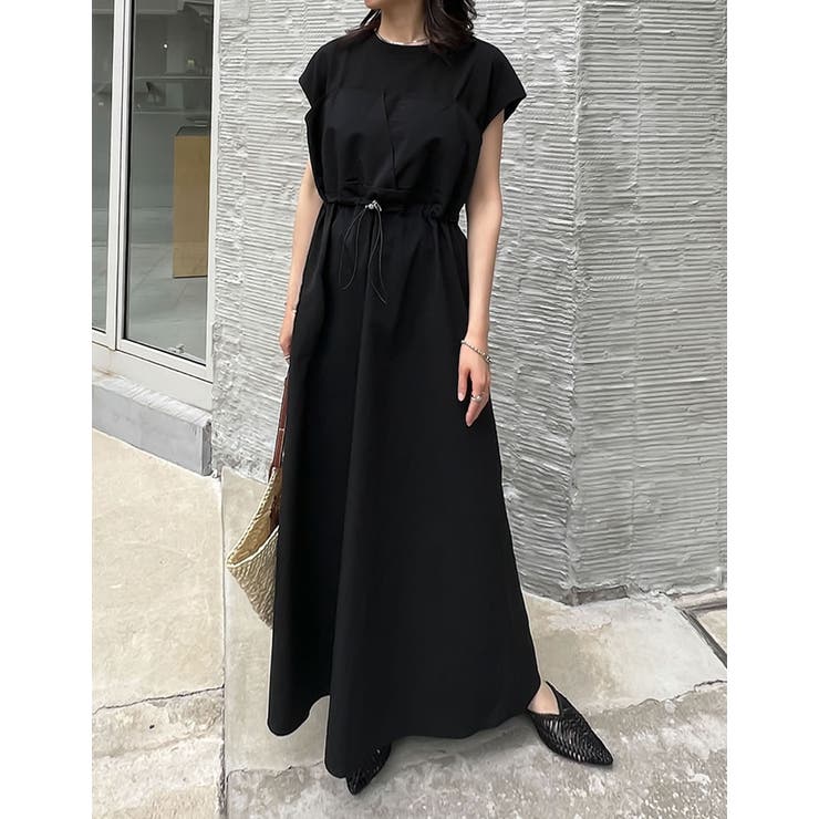 Re:EDIT [夏の体型カバーに◎][低身長/高身長サイズ有]フレンチスリーブカットソー切り替えドロストフレアドッキングワンピース ワンピース・ドレス shoplistselect-10356701 SHOPLIST サンプル画像2