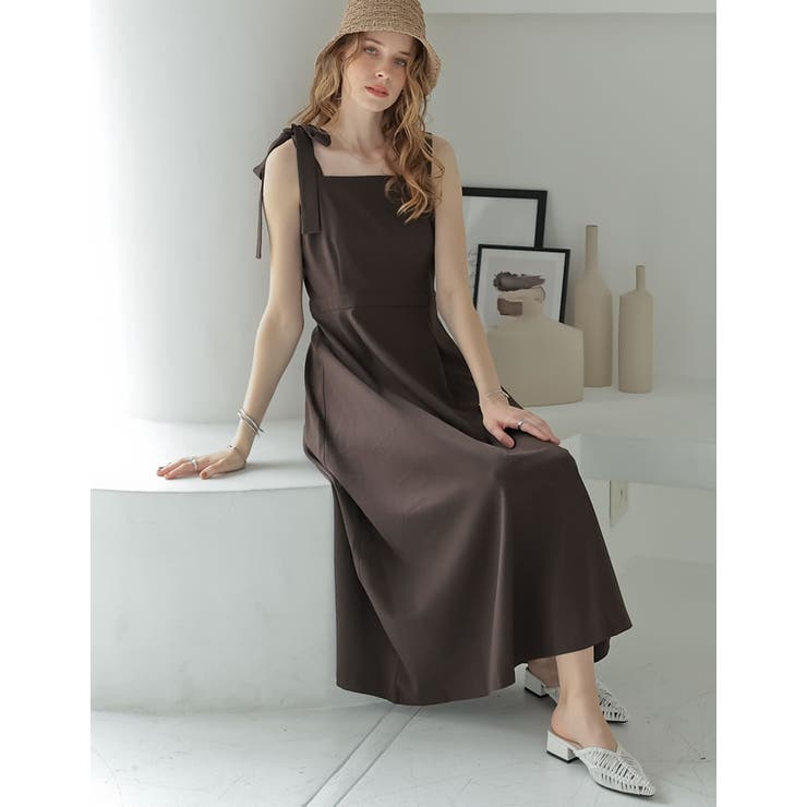 Re:EDIT [2025 SUMMER COLLECTION][低身長サイズ有]リネンライクワイドストラップAラインキャミワンピース ワンピース・ドレス shoplistselect-10356744 SHOPLIST サンプル画像3