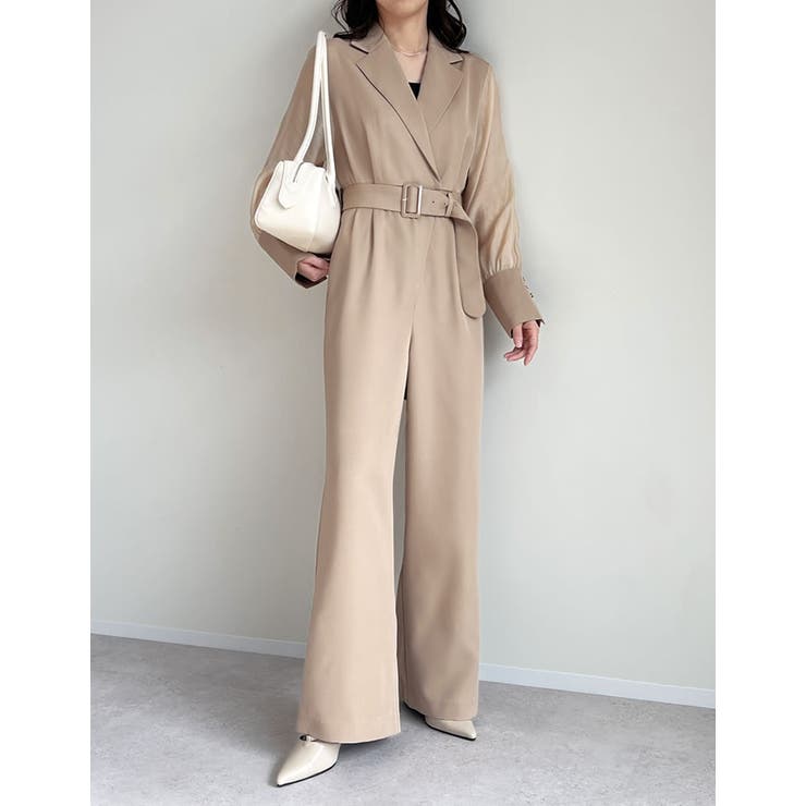 Re:EDIT [低身長/大きいサイズ有]ベルト付きシアーボリュームスリーブオールインワン パンツ・ズボン shoplistselect-10356769 SHOPLIST サンプル画像3