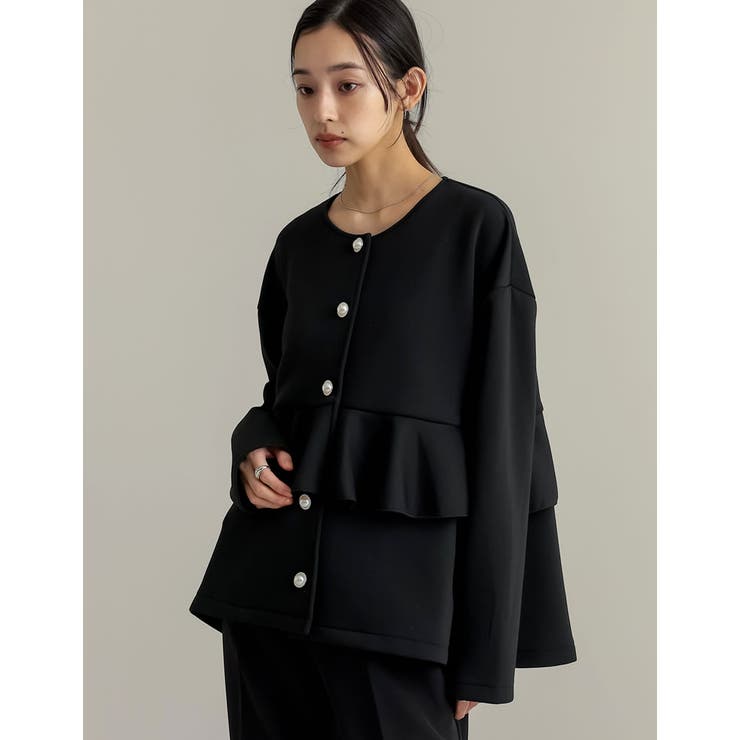 Re:EDIT パールモチーフボタンフリルダンボールブルゾン アウター(コート・ジャケットなど) shoplistselect-10356832 SHOPLIST サンプル画像2