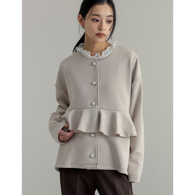 Re:EDIT パールモチーフボタンフリルダンボールブルゾン アウター(コート・ジャケットなど) shoplistselect-10356832 SHOPLIST サンプル画像3