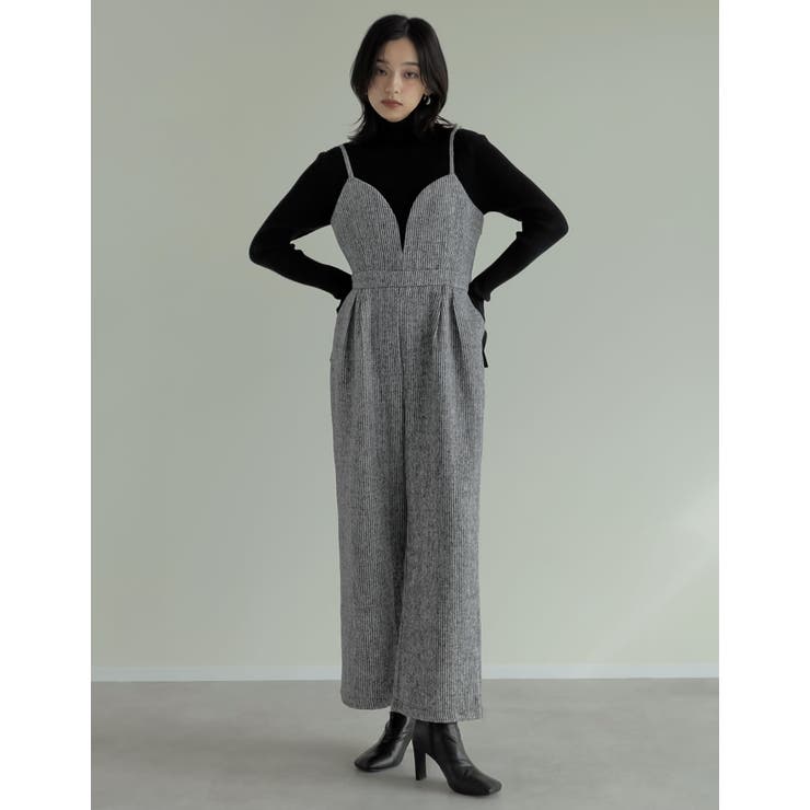 Re:EDIT [2024-25 WINTER COLLECTION][低身長/高身長サイズ有]無地orヘリンボーンツイードハートカッティングキャミオールインワン パンツ・ズボン shoplistselect-10356781 SHOPLIST サンプル画像3