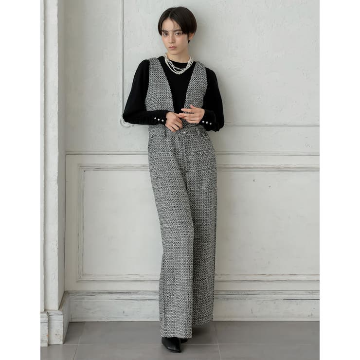 【10％OFFクーポン！8/11(火)1:59まで】Re:EDIT [2024-25 WINTER COLLECTION][MEISM by Re:EDIT][低身長/高身長サイズ有]2WAYビジューボタンツイードサロペット＆パンツ パンツ・ズボン shoplistselect-10356782 SHOPLIST サンプル画像3