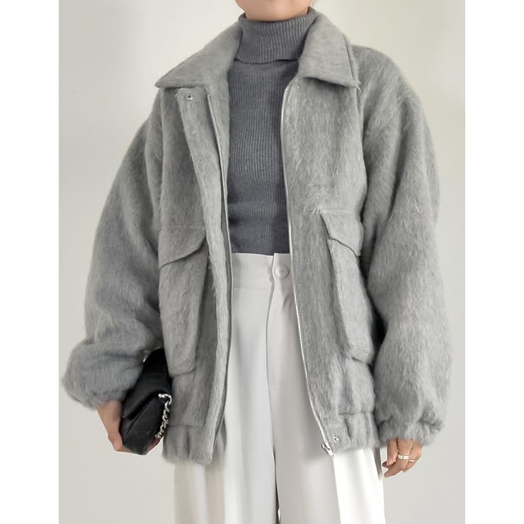 Re:EDIT ウール混シャギーオーバーサイズフライトジャケット アウター(コート・ジャケットなど) shoplistselect-10356784 SHOPLIST サンプル画像3